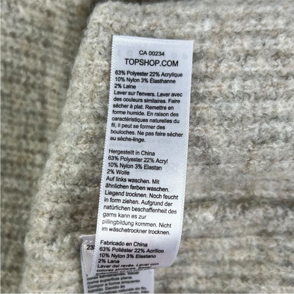 Topshop Beautiful Soft Sweater Dress V Neck Cream/Gray color Raglan Sleeves S… - Picture 8 of 10